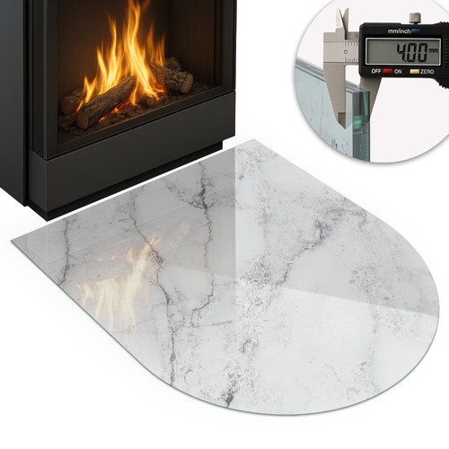 Glass hearth protector with - glass,